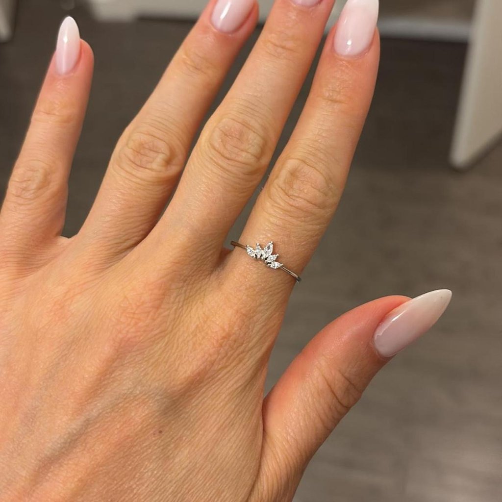The Eliza Sterling Silver Dainty Ring Cz Stone Pendant Teardrop Crown